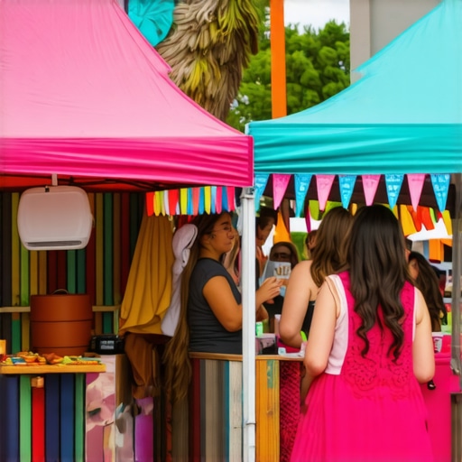 Crowd enjoying a lively festival in Hernando County with colorful decorations and local vendors.